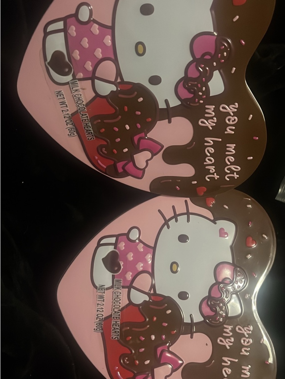 Hello Kitty Pink & Brown Heart Chocolate Tin Duo